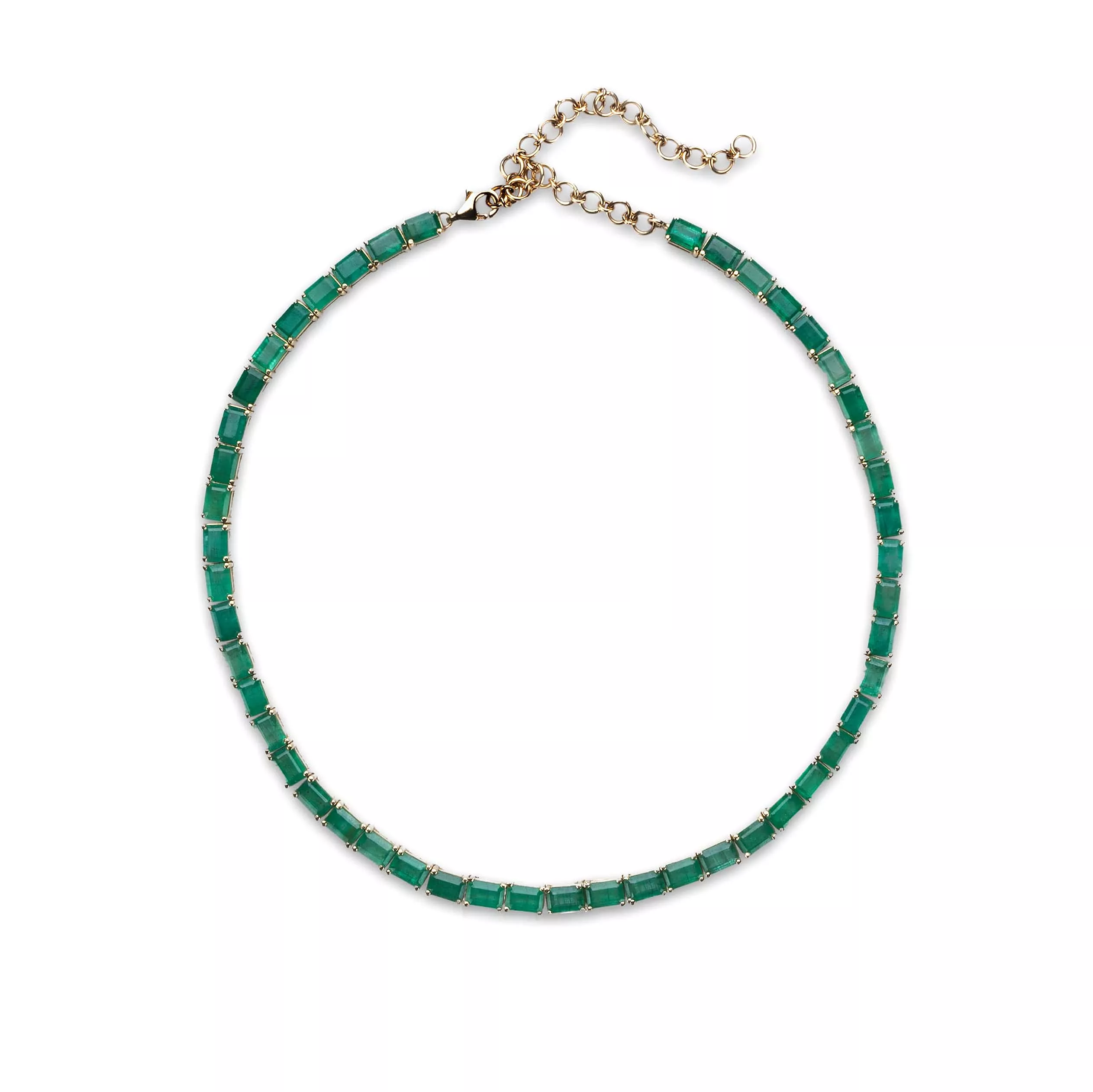 14K & 18K Gold East West Emerald Necklace, Large