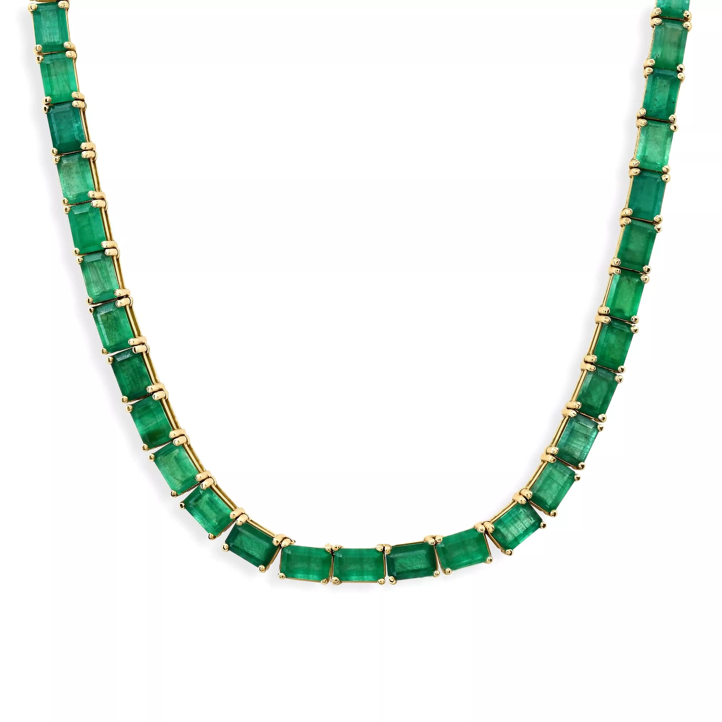 14K & 18K Gold East West Emerald Necklace, Large