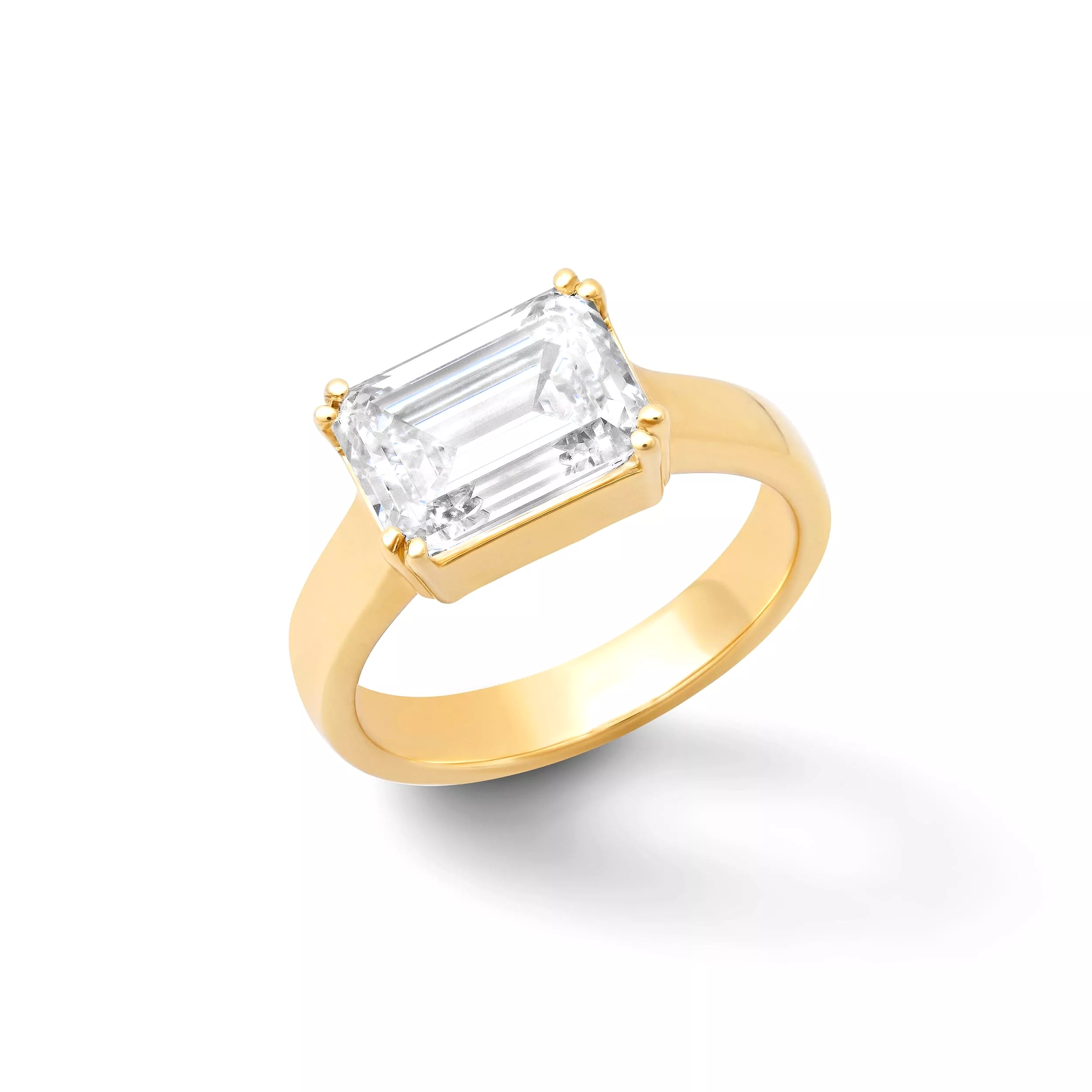 14K & 18K Gold Emerald Cut East West Diamond Ring