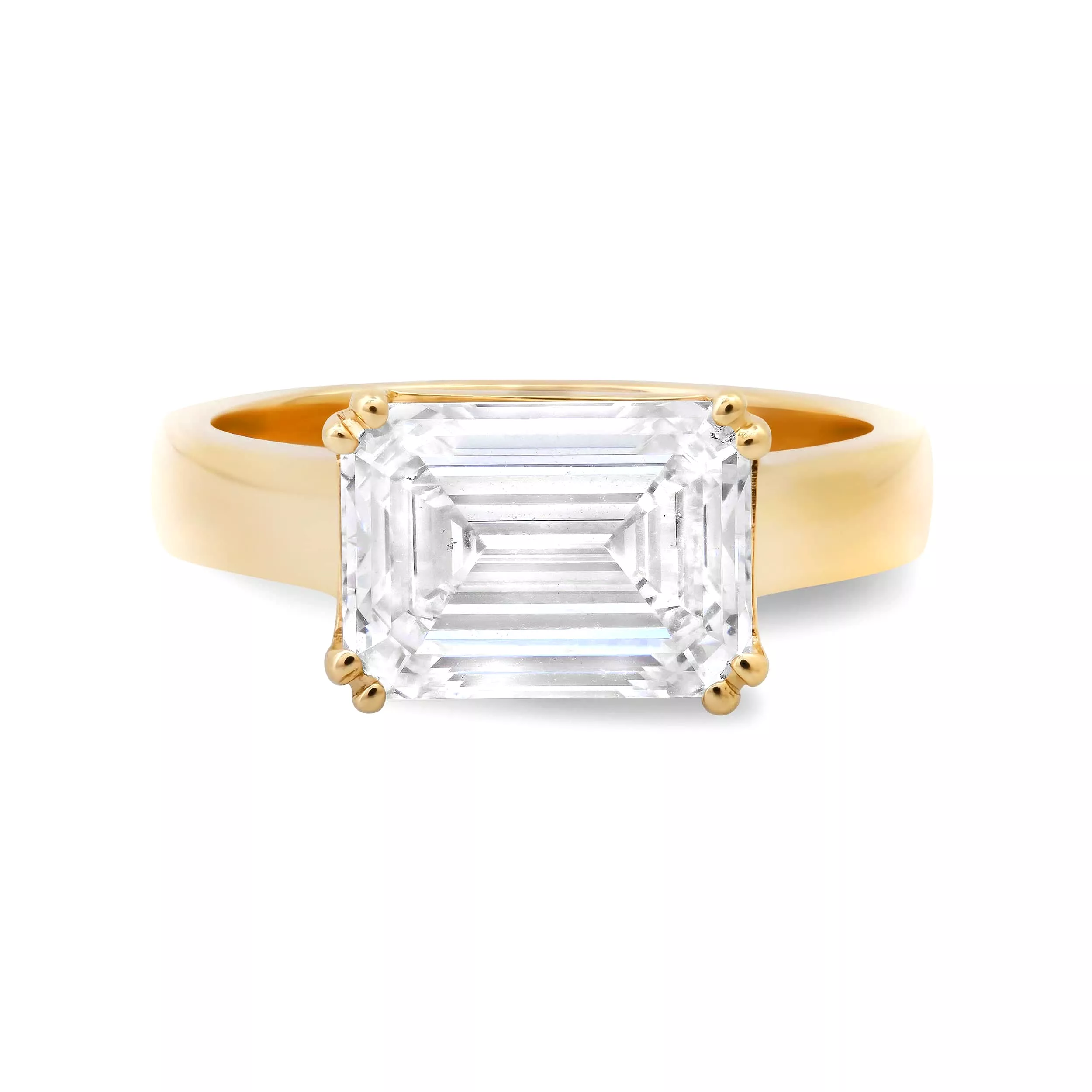 14K & 18K Gold Emerald Cut East West Diamond Ring