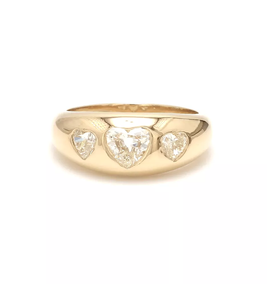 14K & 18K Gold Heart Diamond Dome Ring