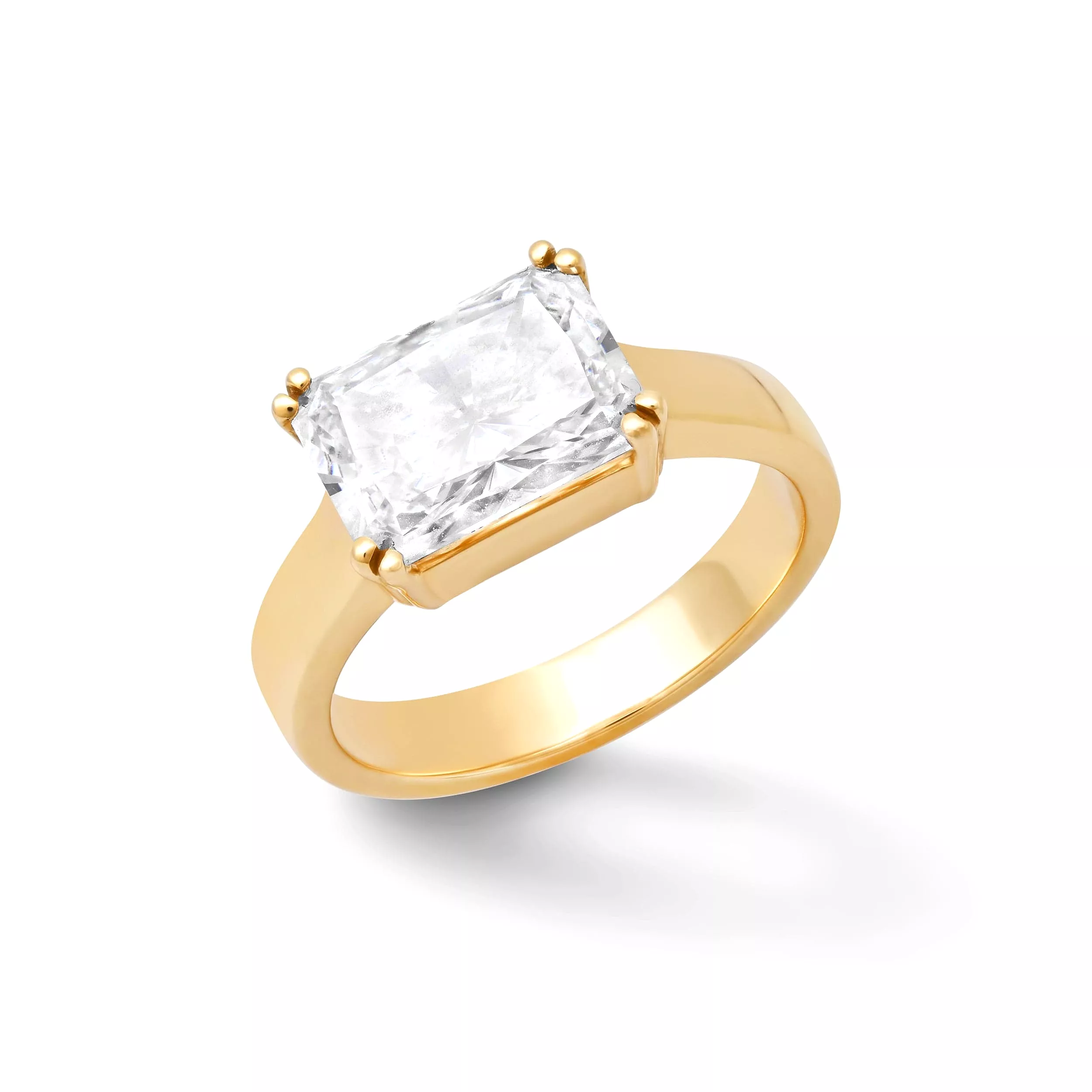 14K & 18K Gold Radiant Cut East West Diamond Ring