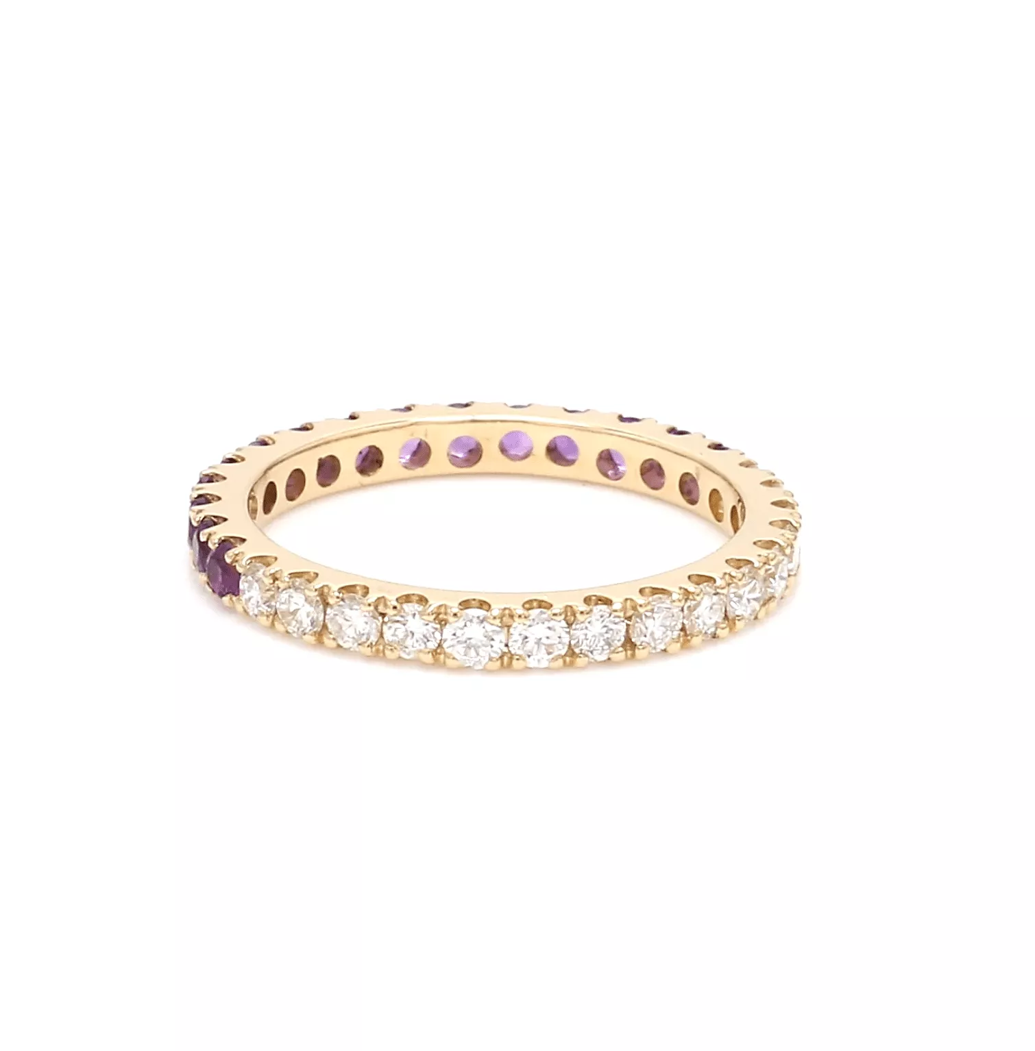 14K & 18K Ombre Amethyst & Diamond Eternity Ring