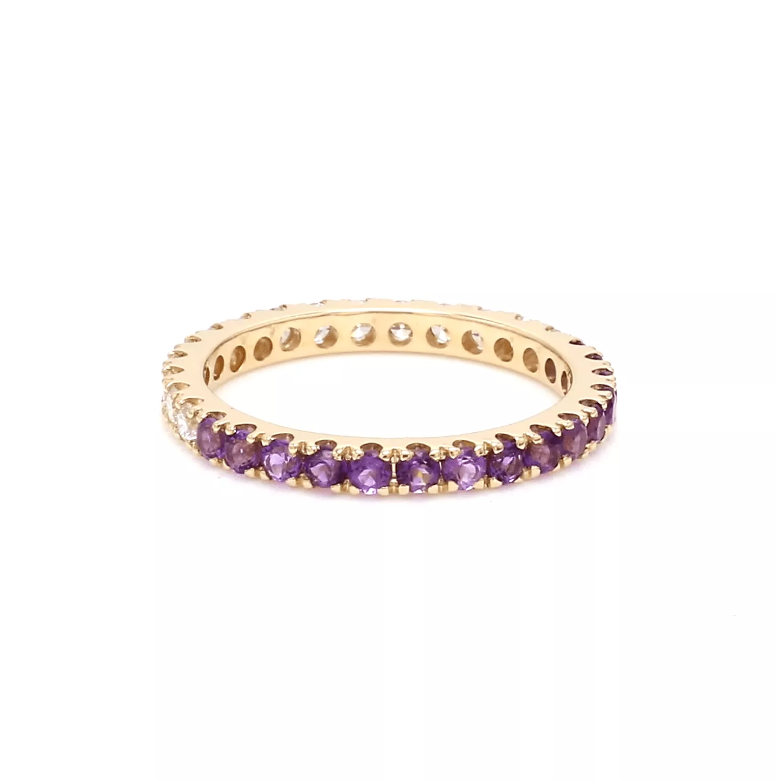 14K & 18K Ombre Amethyst & Diamond Eternity Ring