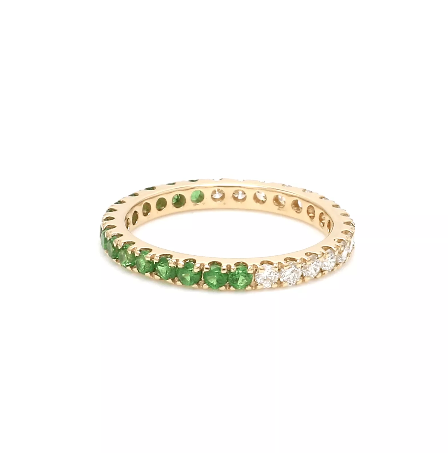 14K & 18K Ombre Tsavorite & Diamond Eternity Ring