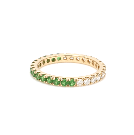 14K & 18K Ombre Tsavorite & Diamond Eternity Ring