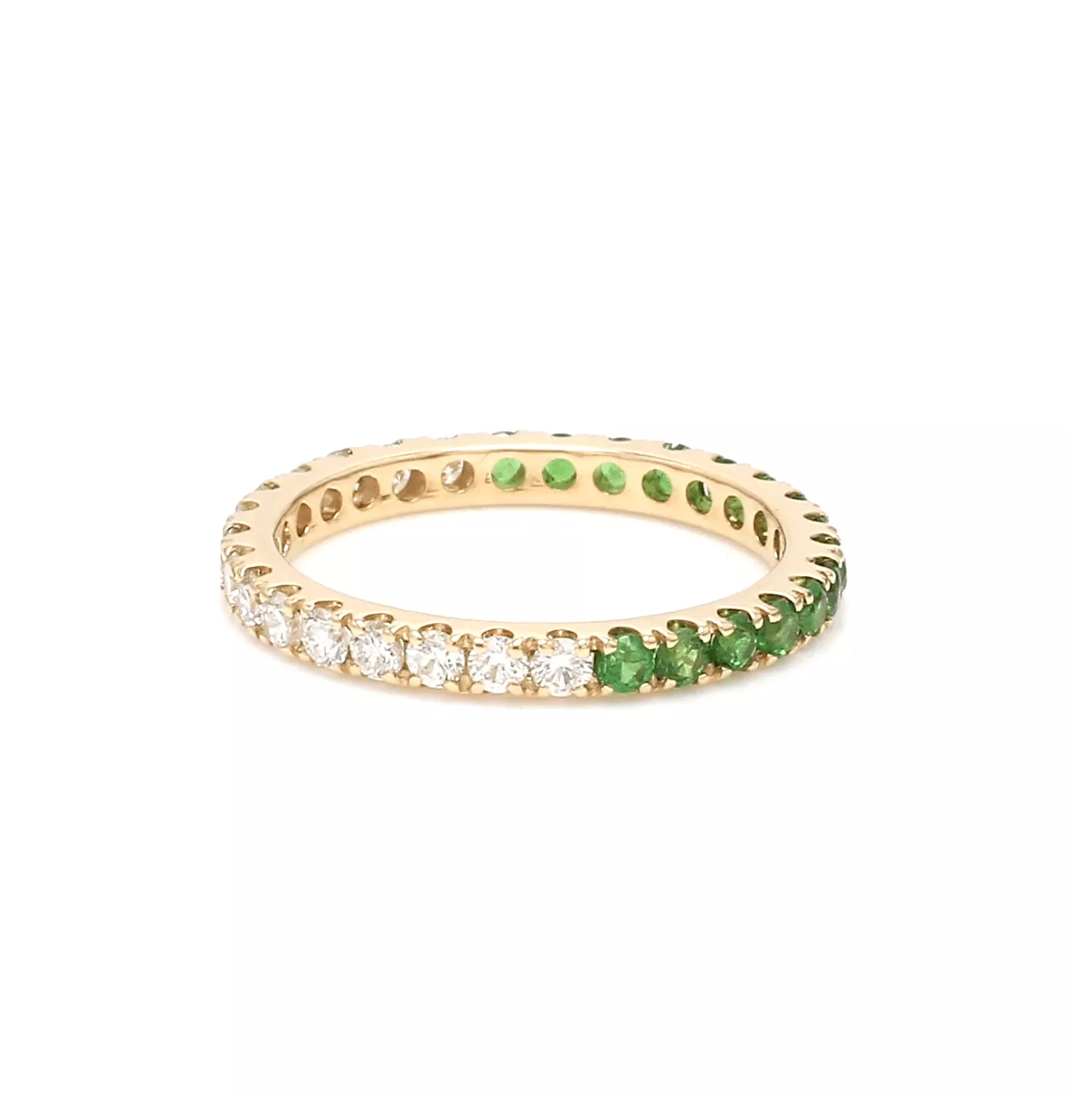 14K & 18K Ombre Tsavorite & Diamond Eternity Ring