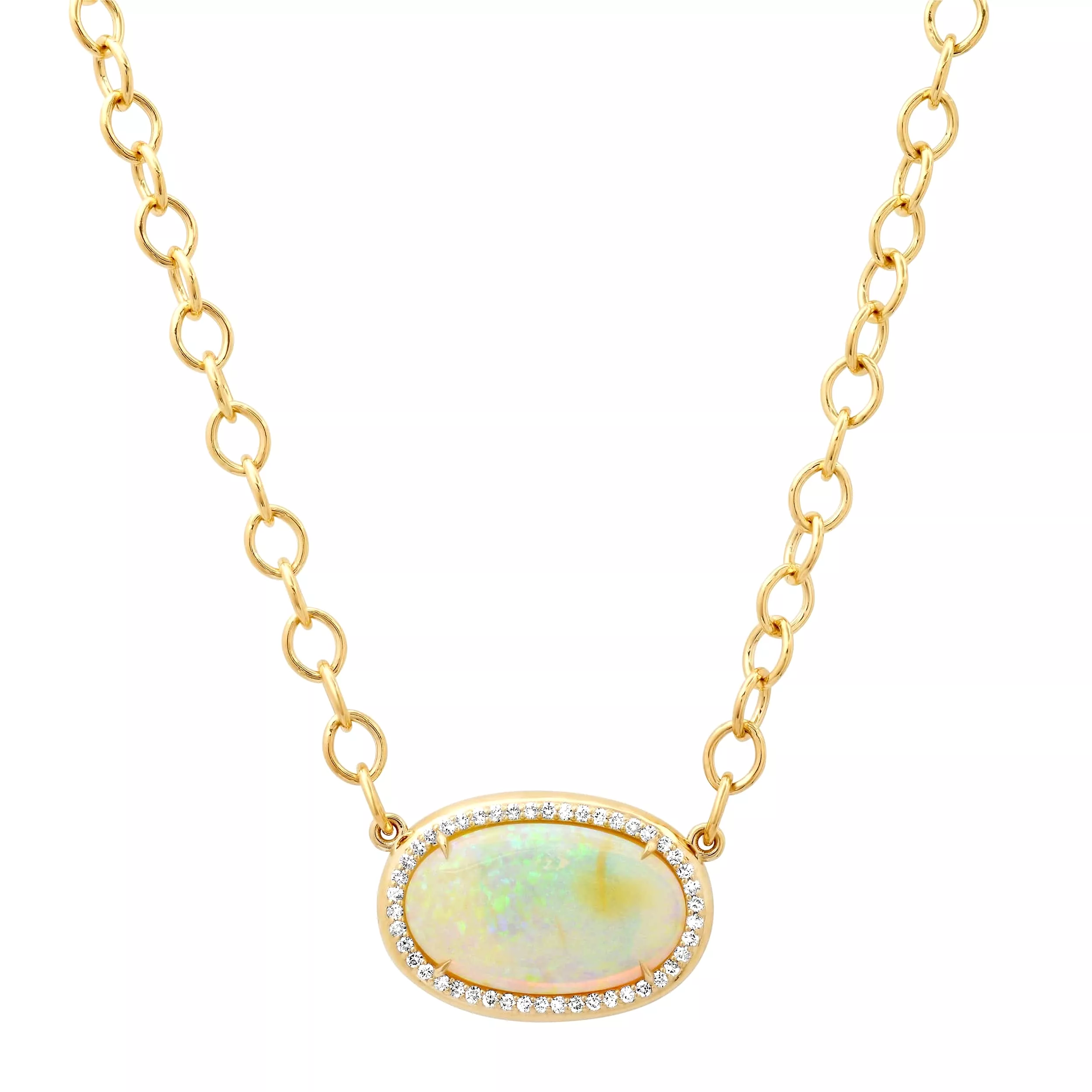 14K & 18K Opal & Diamond  Necklace