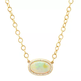 14K & 18K Opal & Diamond  Necklace