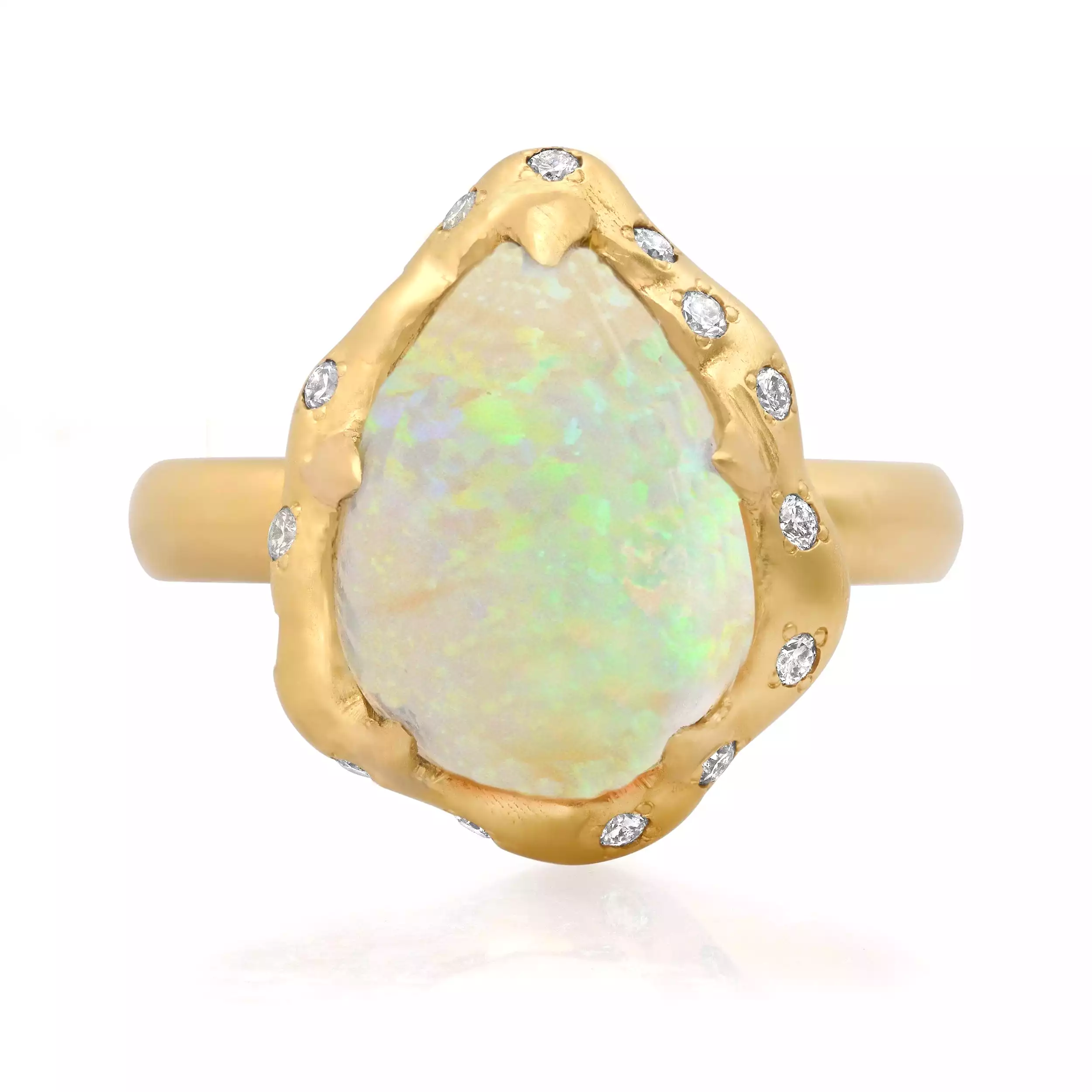 14K & 18K Pear Opal and Diamond Ring