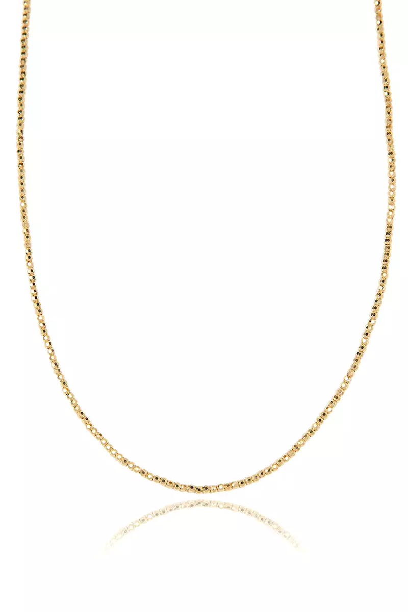 14k Gold Faceted Gold Bead Necklace