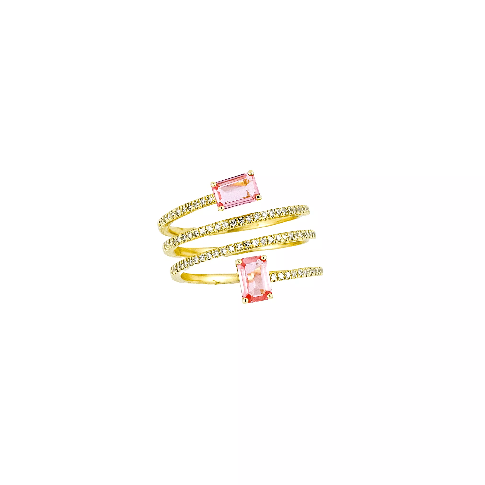 14K Gold Pink Sapphire and Diamond Wrap Around Ring