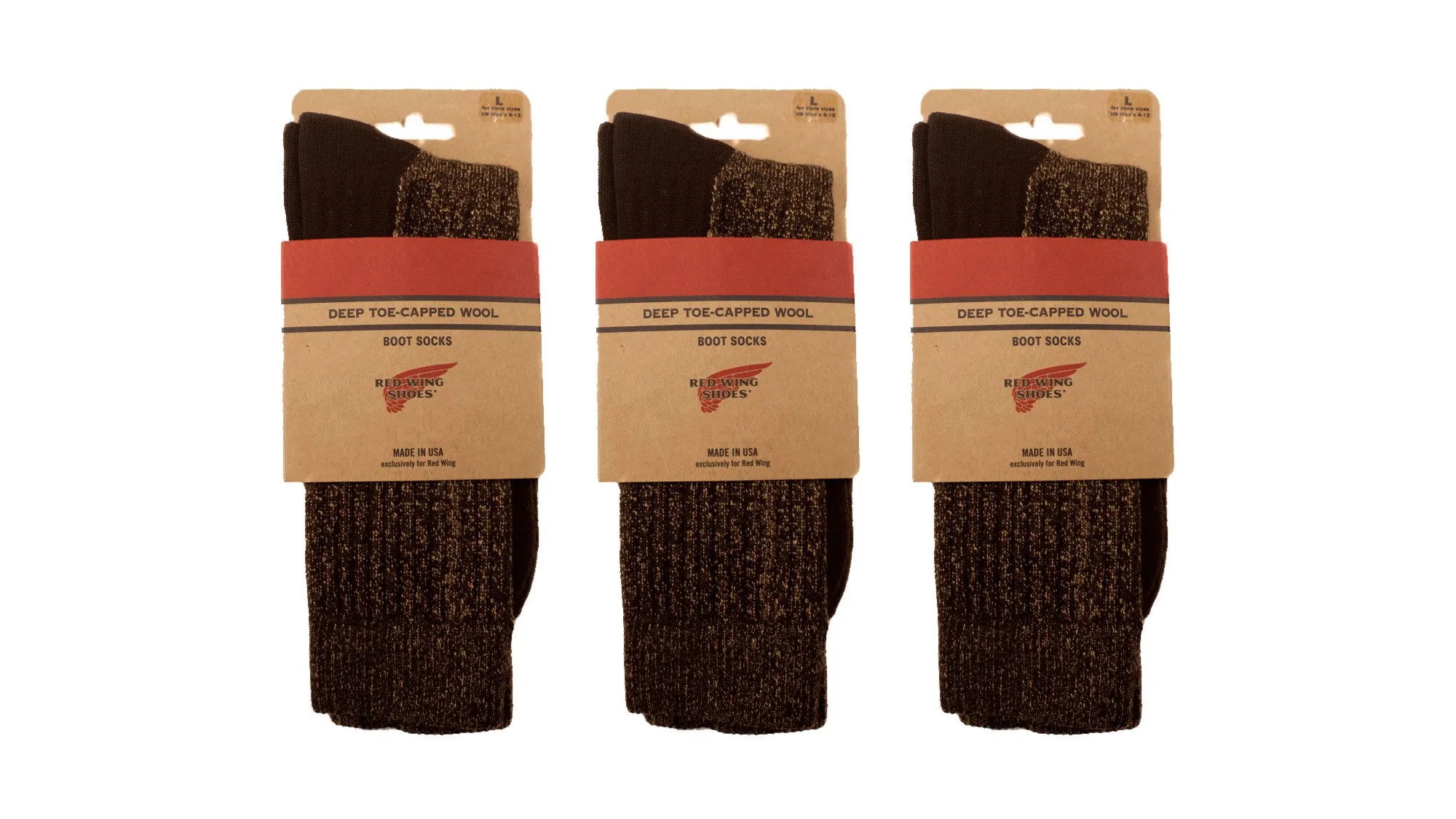 3-Pack Deep Toe-Capped Crew Socks Brown