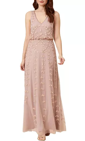 Adrianna Papell AP1E208913 - Embroidered Sheath Long Dress