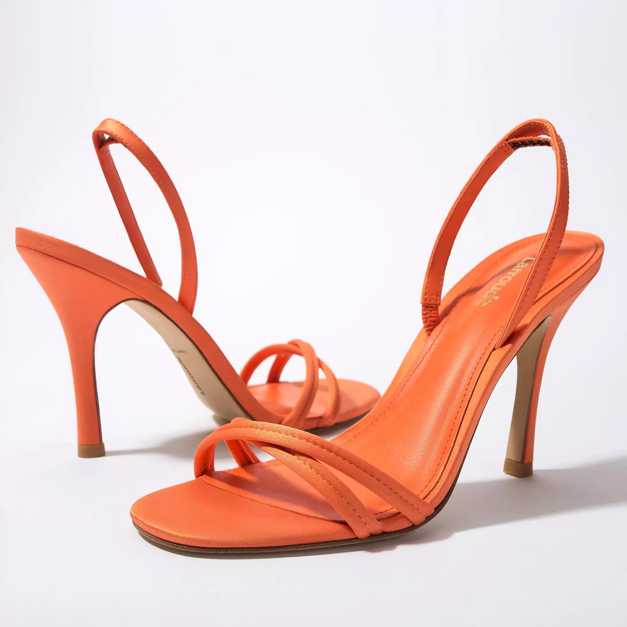 Annie Sandal In Orange Satin