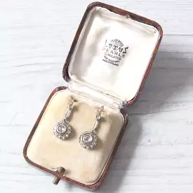 Art Deco Rose Cut Diamond Filigree Drop Earrings