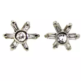 Baguette Diamond Flower Stud Earrings