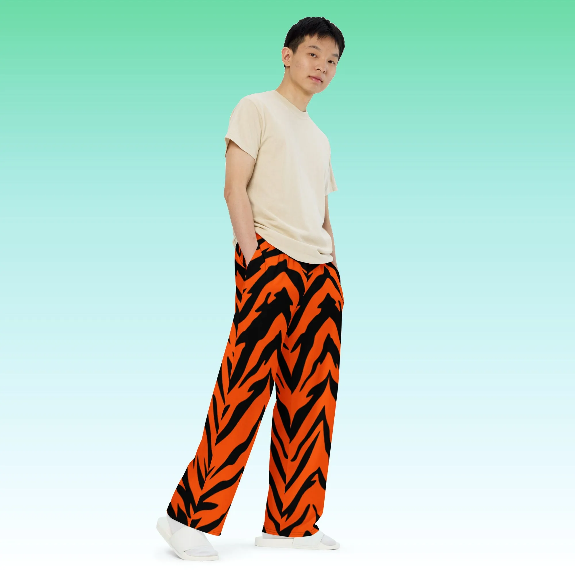 Bengal Tiger Stripe Unisex Wide-Leg Pants