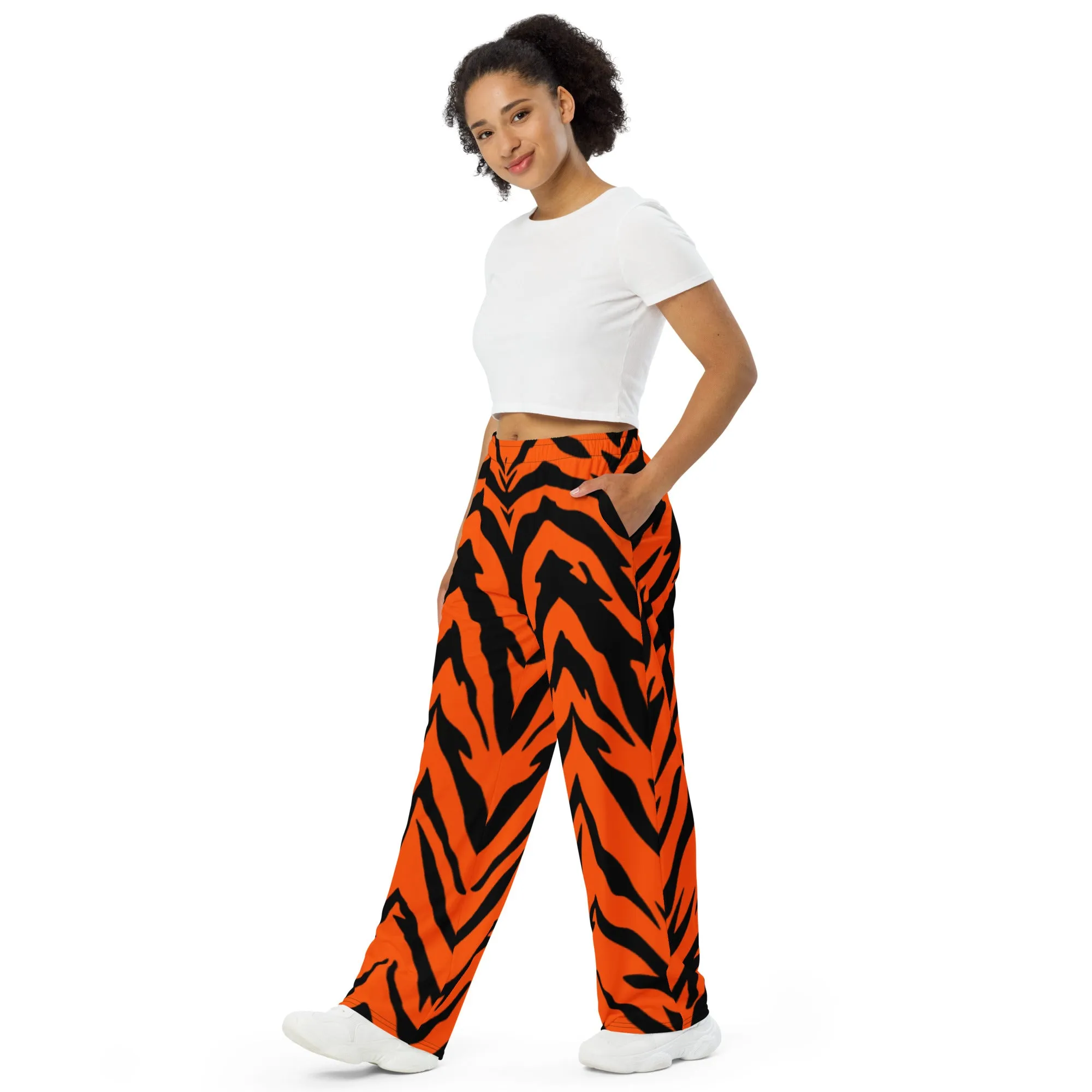 Bengal Tiger Stripe Unisex Wide-Leg Pants