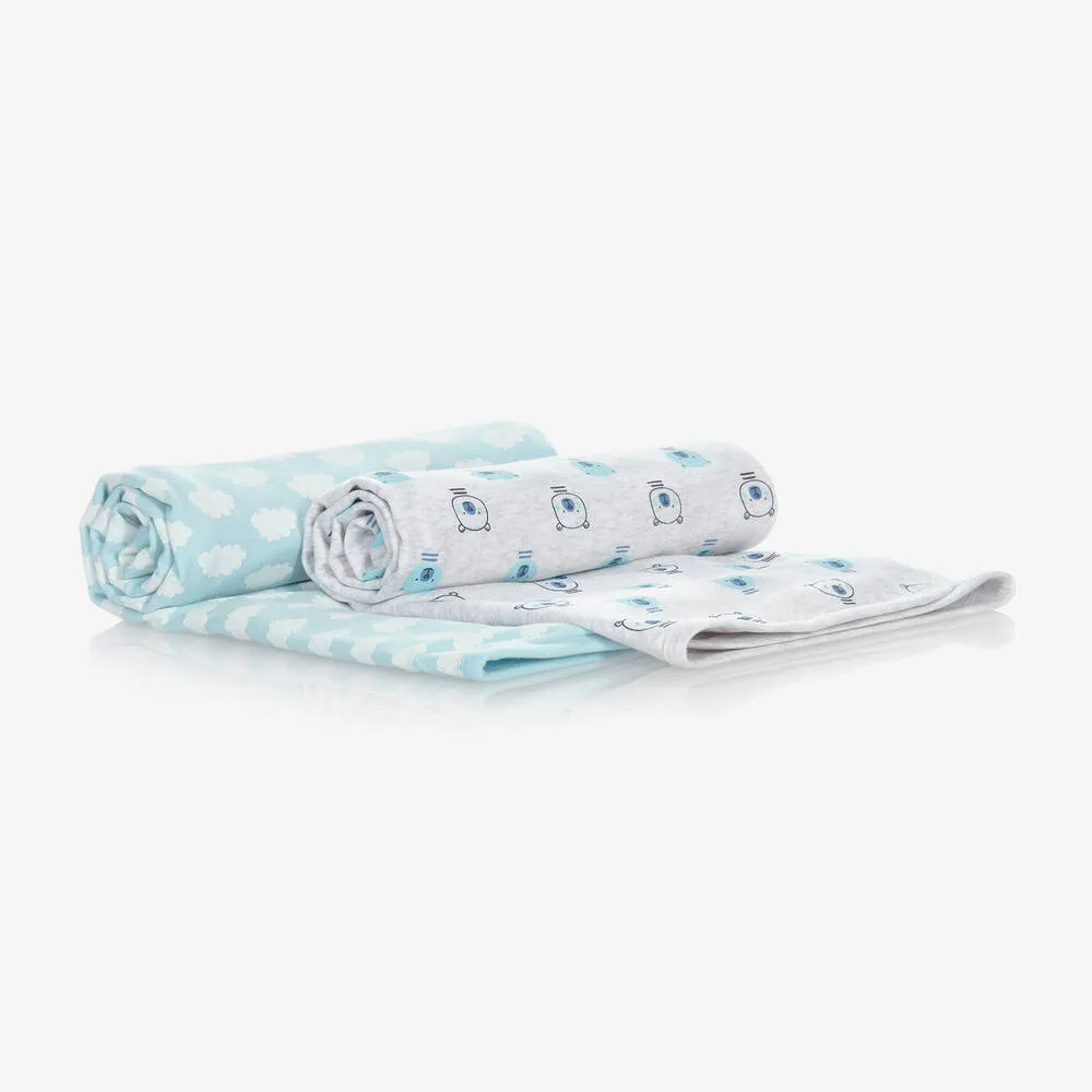 Blue Organic Cotton Blankets (2 Pack)