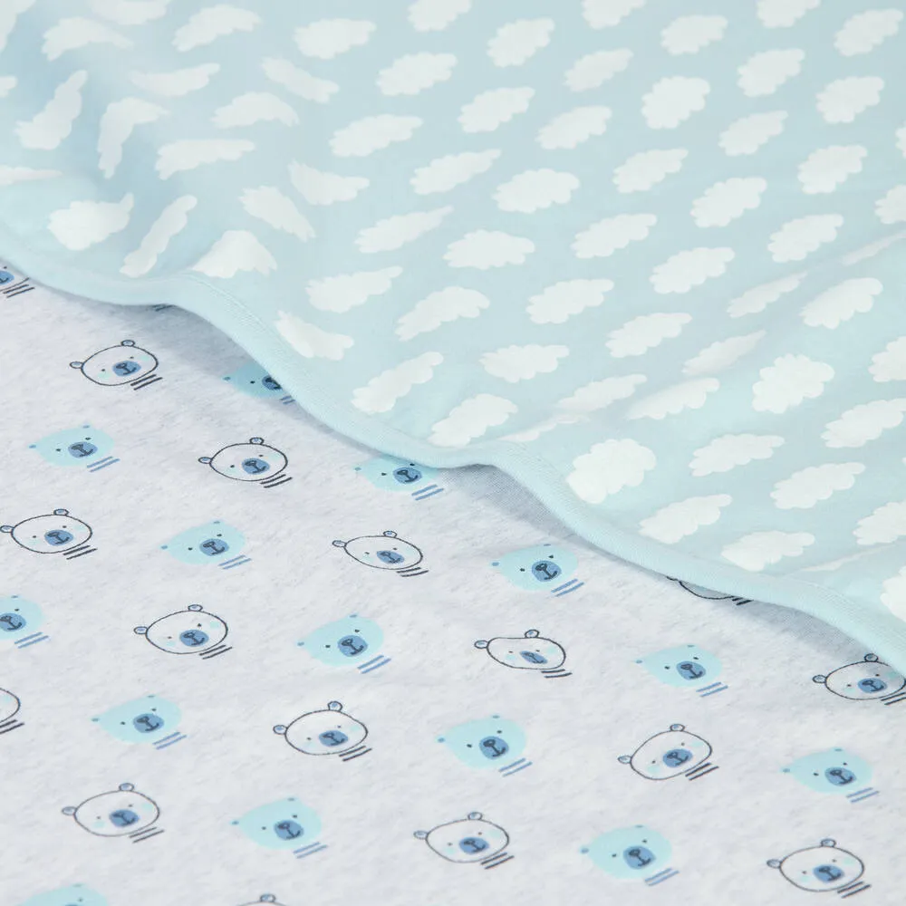 Blue Organic Cotton Blankets (2 Pack)