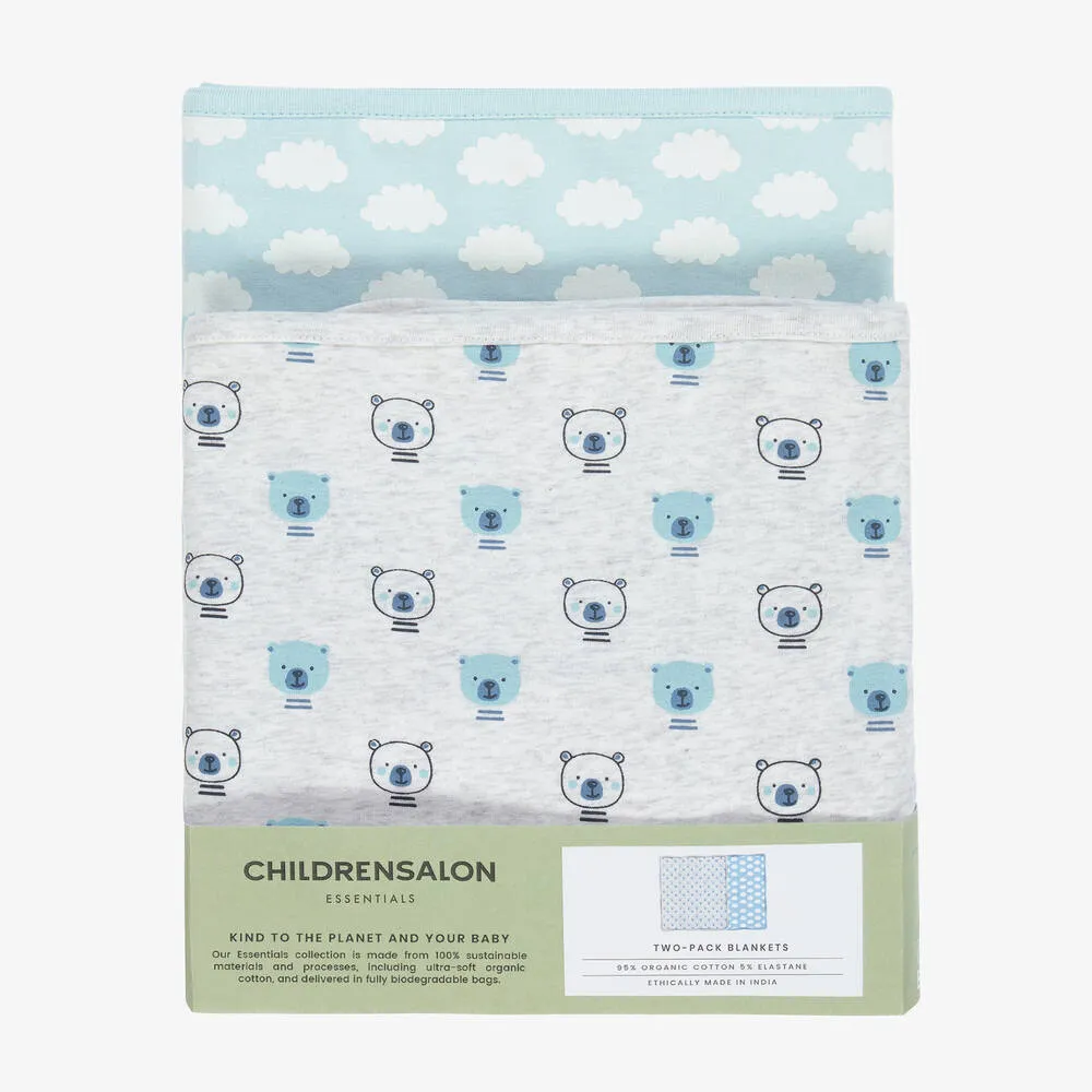 Blue Organic Cotton Blankets (2 Pack)