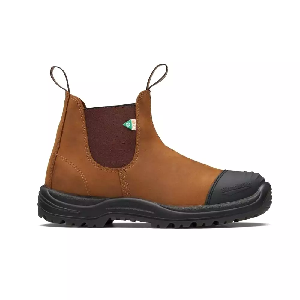 Blundstone 169 Unisex Slip-on Steel Toe Work & Safety Boot with Rubber Toe Cap - Crazy Horse