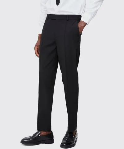 boohooMAN Mens Fixed Waist Slim Pintuck Tailored Pants