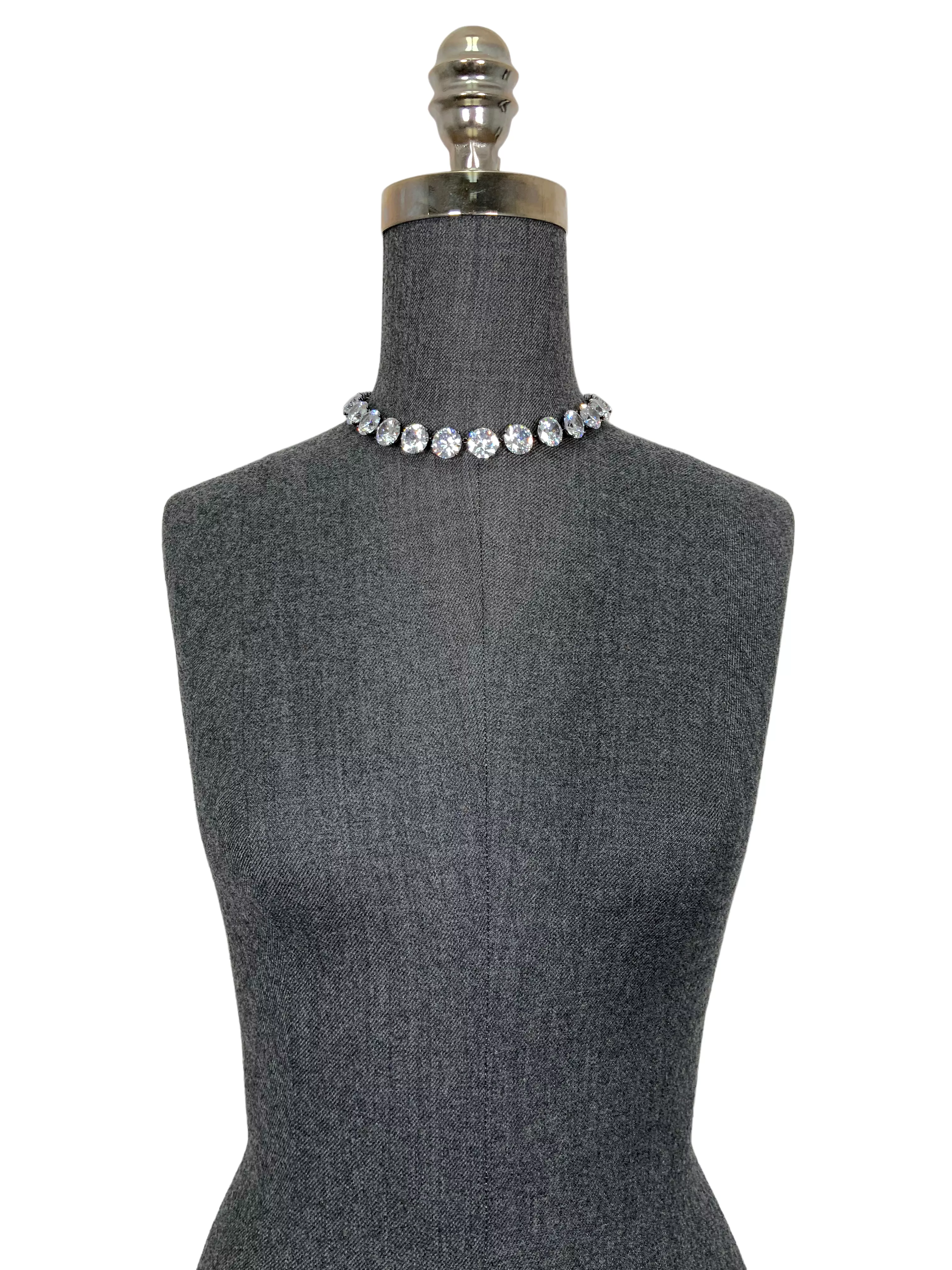 Bottega Veneta Oxidized Sterling Silver Cubic Zirconia Necklace