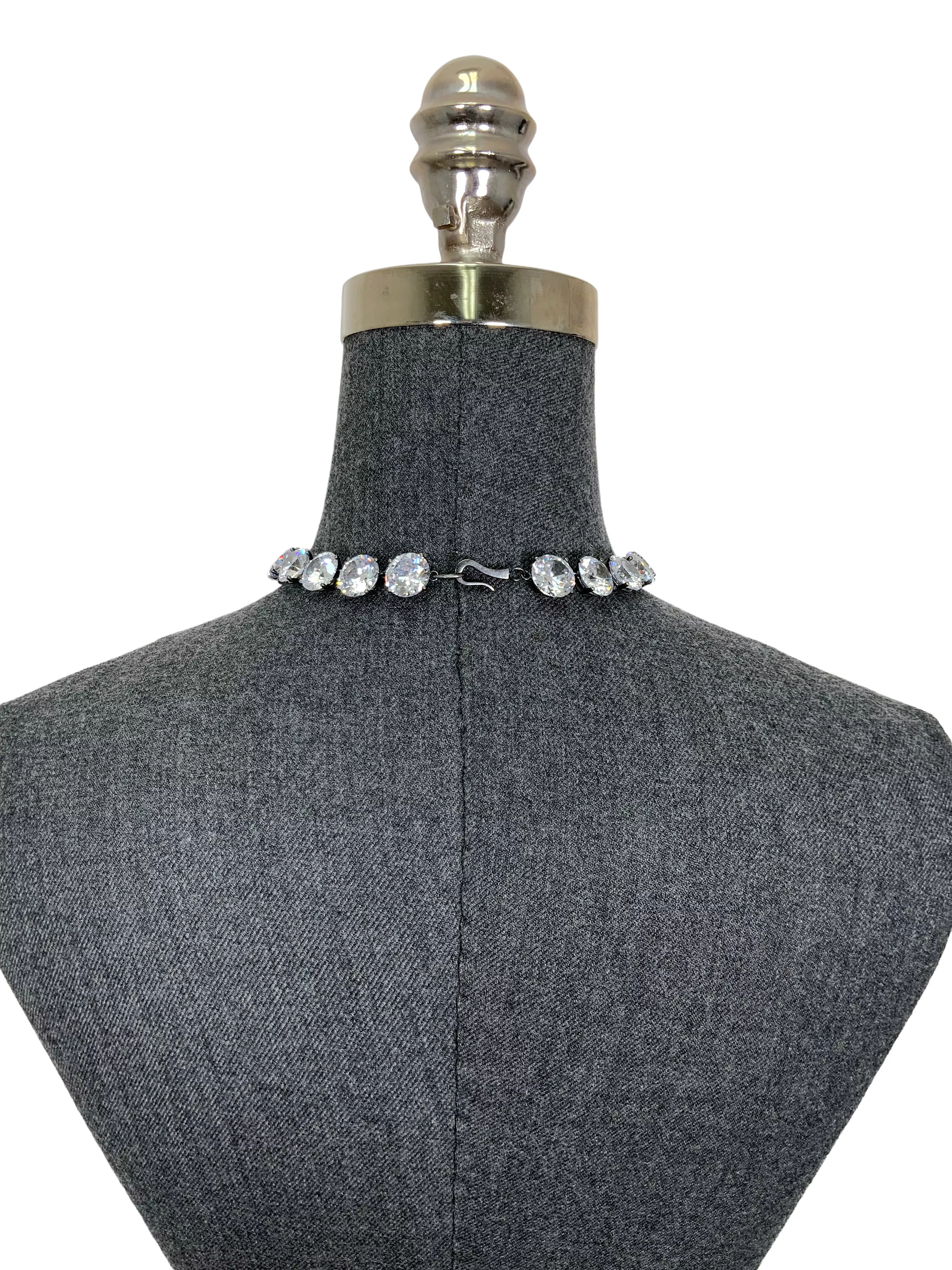 Bottega Veneta Oxidized Sterling Silver Cubic Zirconia Necklace