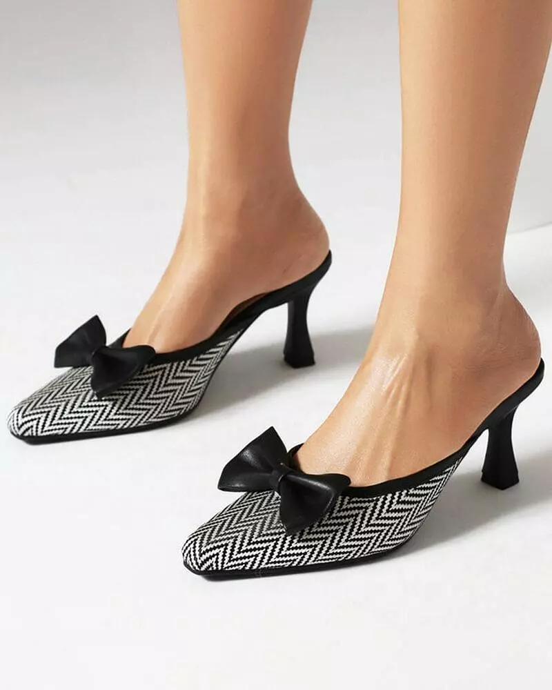 Bow Stiletto High Heel Mules