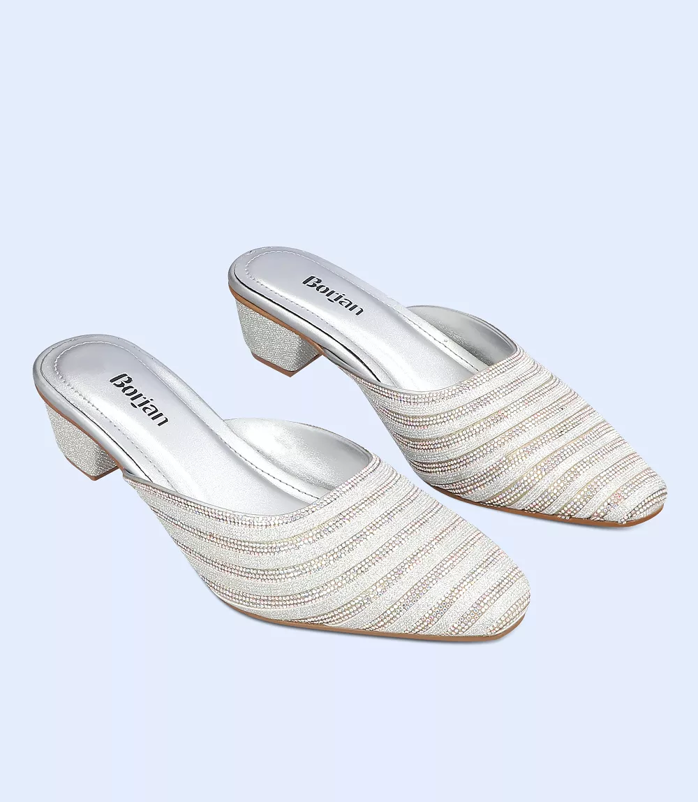 BW8766-SILVER--Women Formal Mules