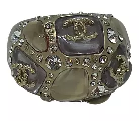 Chanel 12C 2012 Cruise Pale Gold Gripoix Crystal Opaque Lilac CC Ring EU 52 US 6