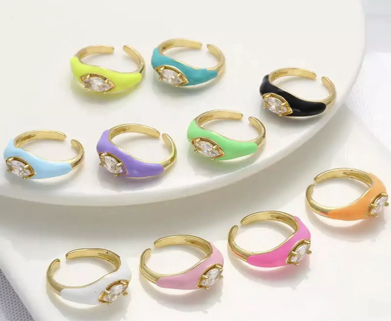 Colorful Stackable Enamel Rings