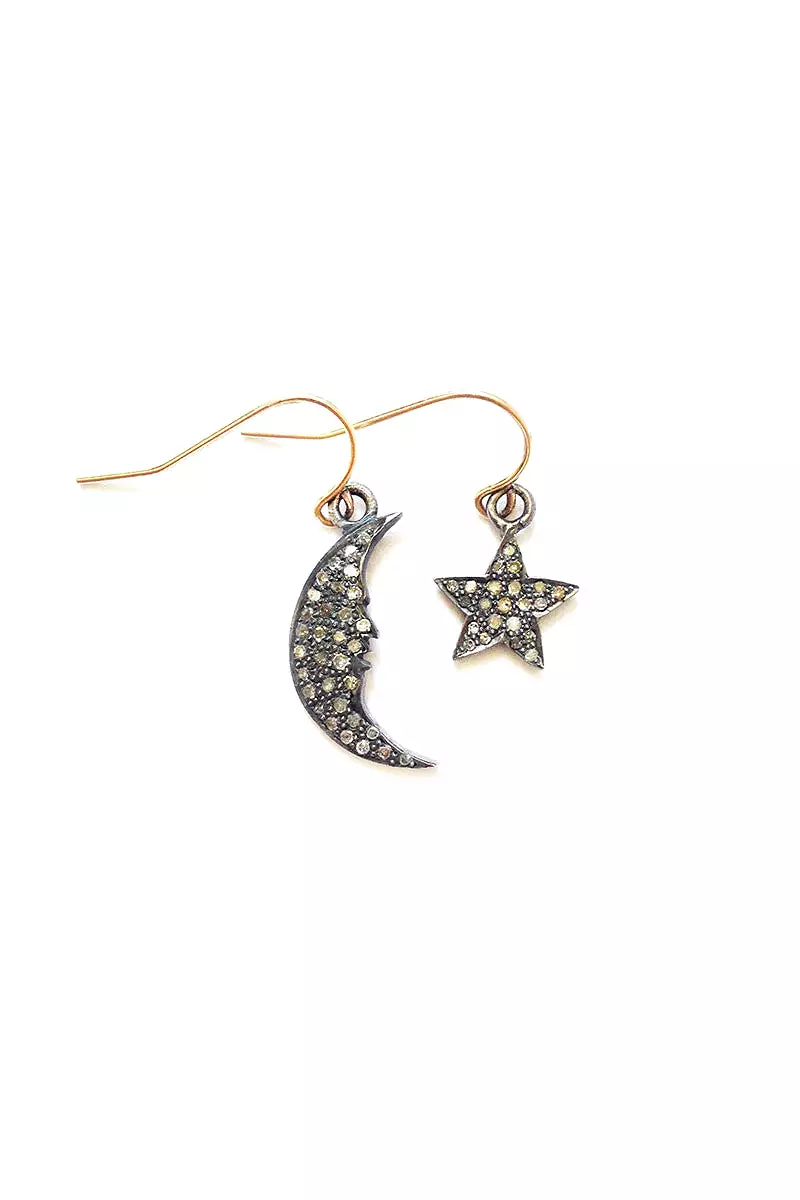 COSTELLA Diamond Star & Moon Earrings