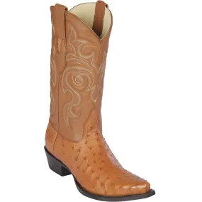 Cowboy Ostrich Boots Honey Snip Toe