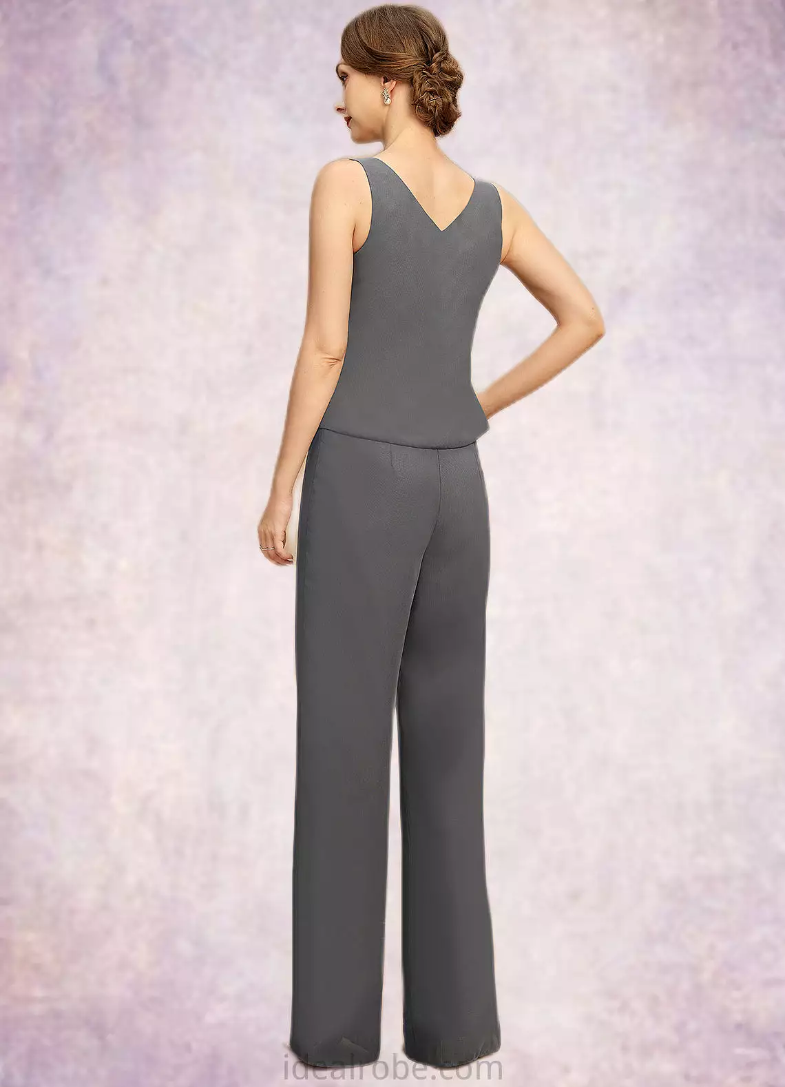 Daniela Jumpsuit/Pantsuit Separates Scoop Floor-Length Chiffon Mother of the Bride Dress STKP0021940