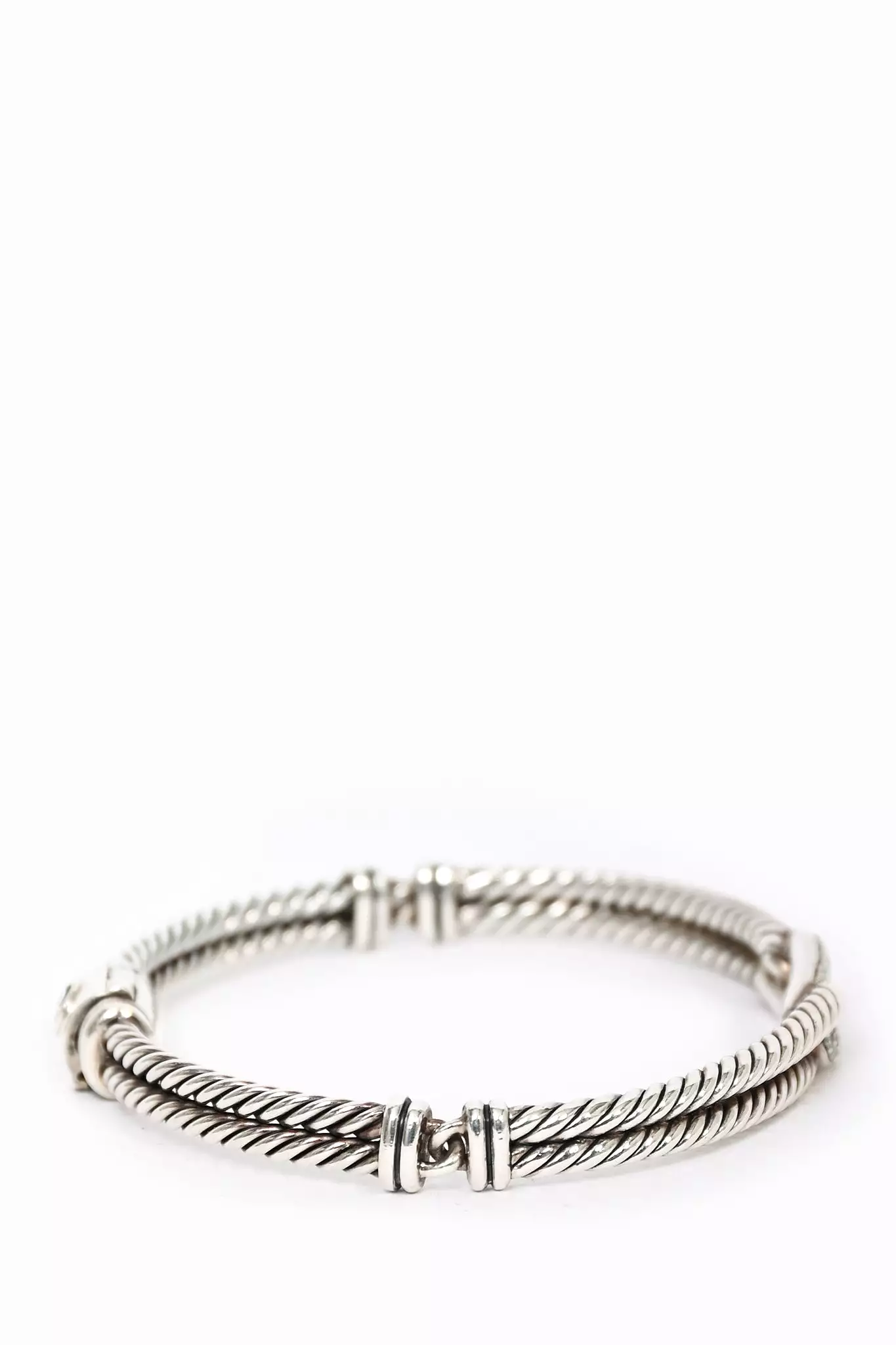 David Yurman Sterling Silver Diamond 'Labyrinth' Mini Loop Bracelet