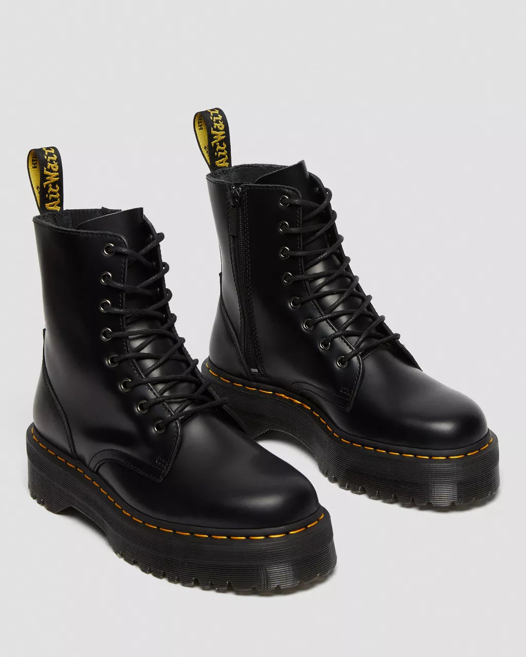 Dr Martens - Jadon Black Polished Smooth Leather Platform Boot 15265001