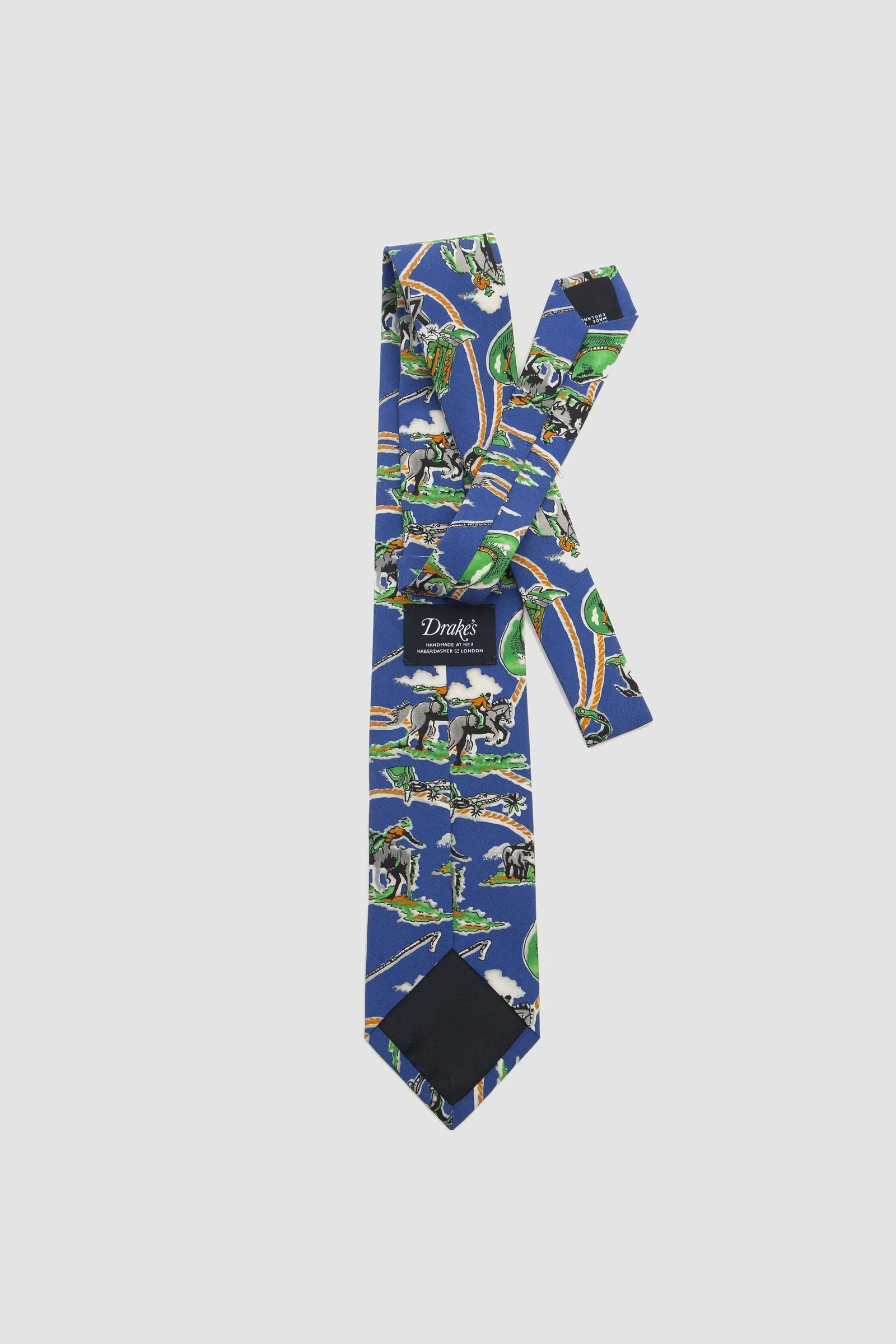 Drake's Multi Hats Tie Blue