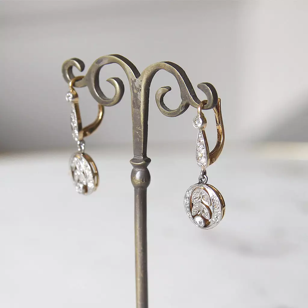 Edwardian Old and Rose Cut Diamond Drop Earrings