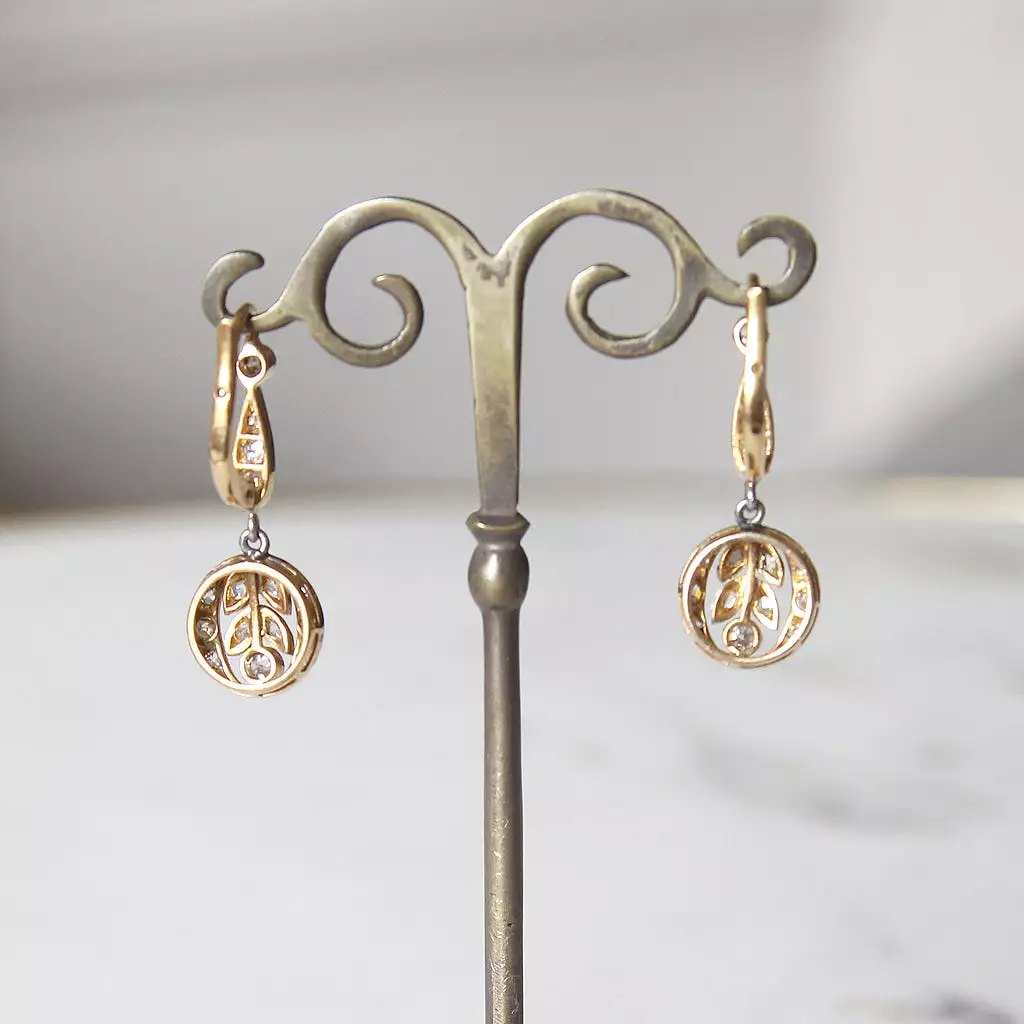 Edwardian Old and Rose Cut Diamond Drop Earrings