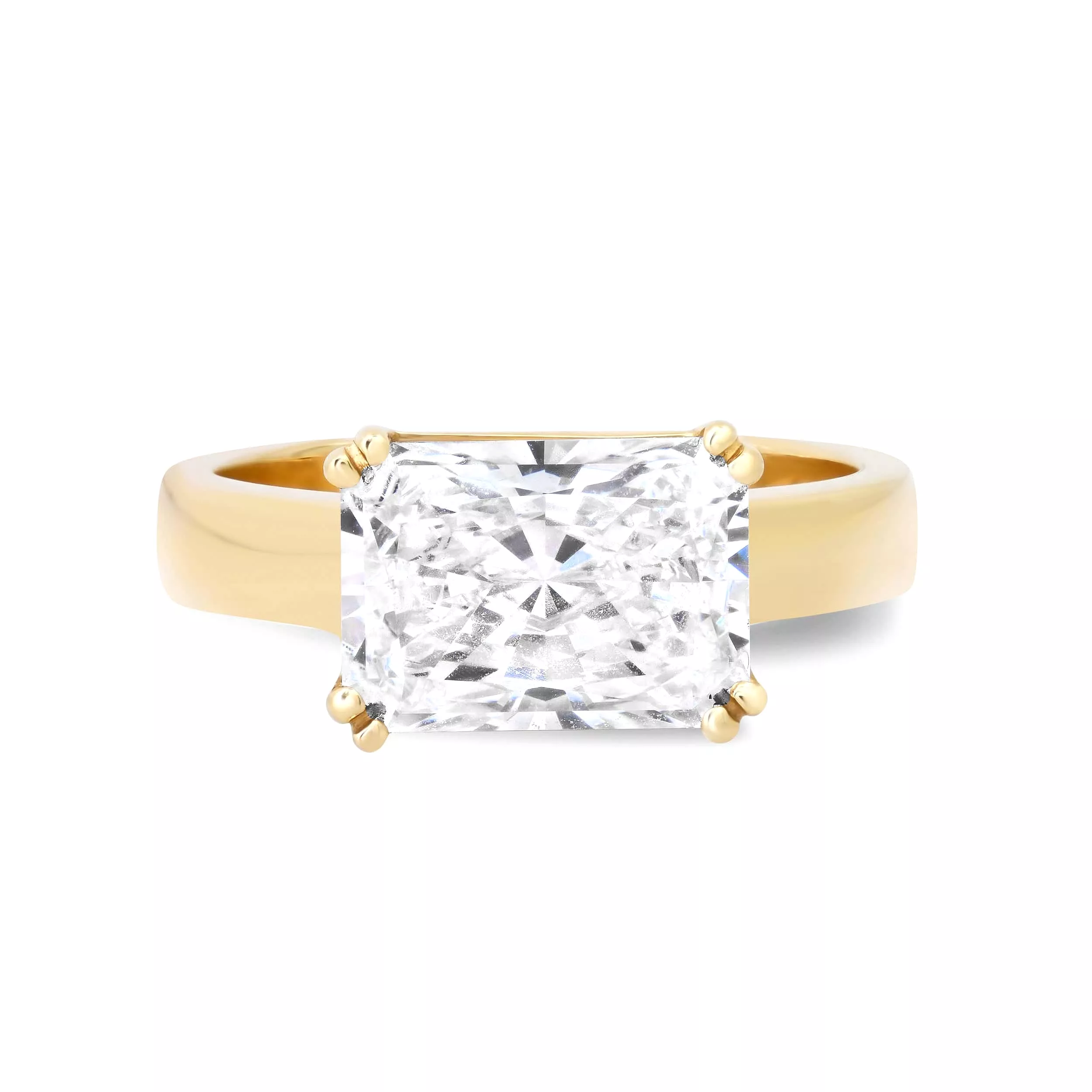 Elongated Radiant Cut Diamond Engagement Rings, Lab Grown