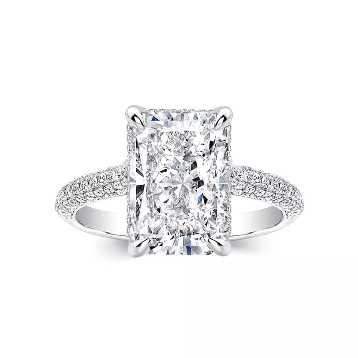 Elongated Radiant Cut Diamond Engagement Rings