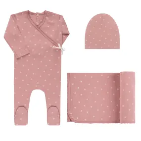 Ely's and Co Cranberry Floral Kimono Layette Set Gift Box