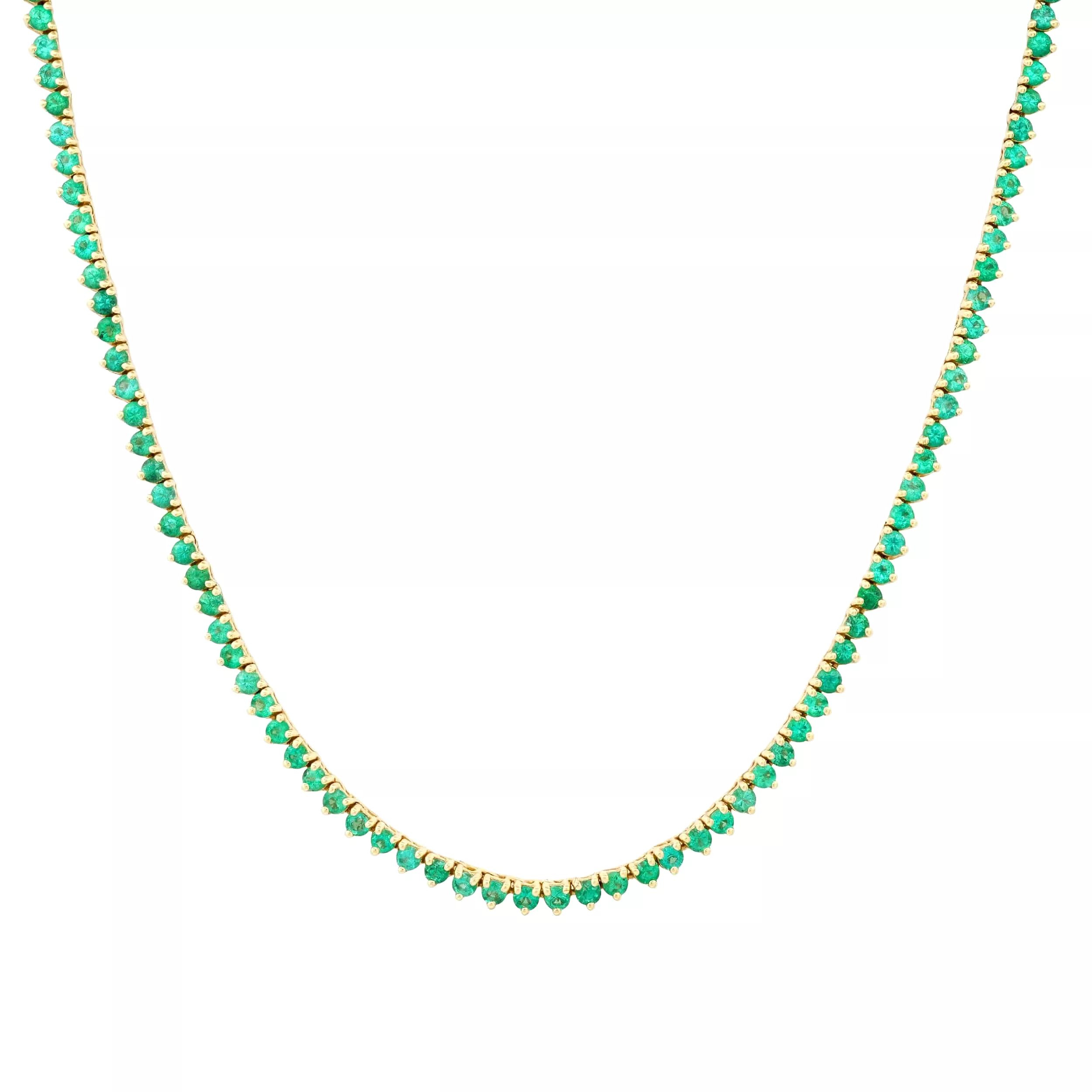 Emerald Tennis Necklace 3-Prong