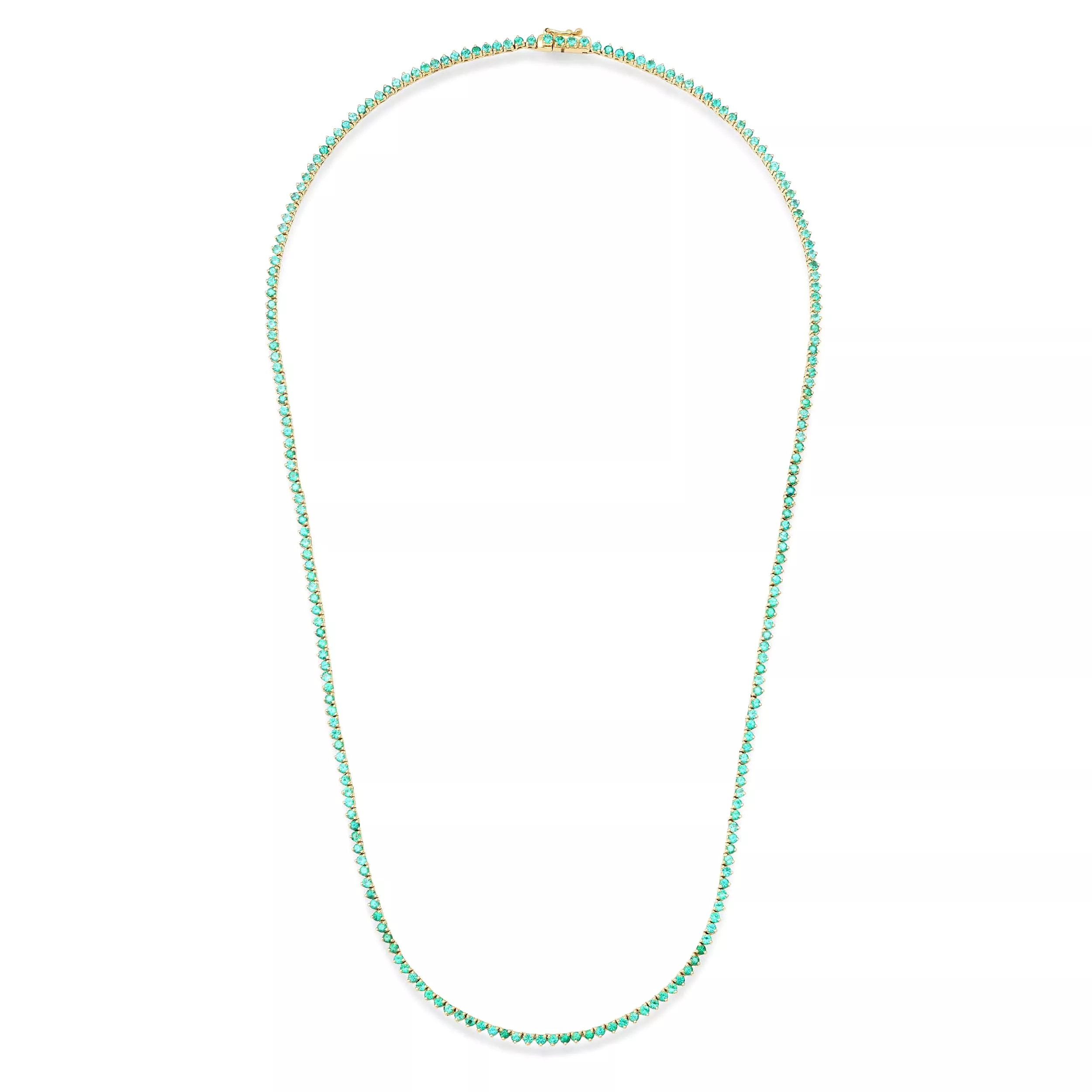 Emerald Tennis Necklace 3-Prong