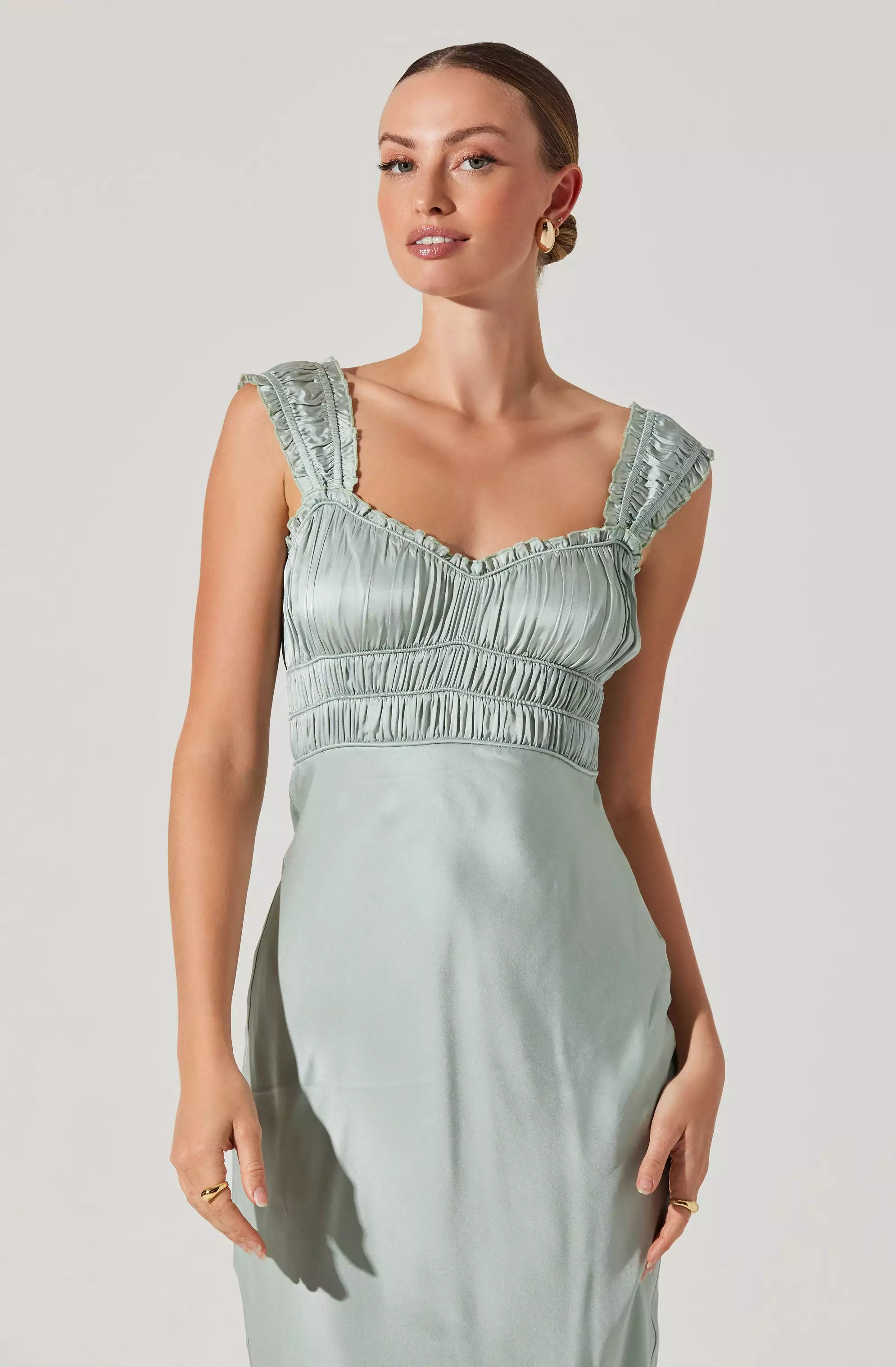 Enola Satin Smocked Midi Dress