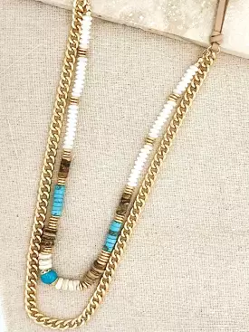 Envy Bead & Curb Chain Necklace - Gold