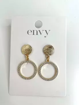 Envy Embellished Ring Earrings - Gold & Ivory